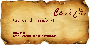 Csiki Árpád névjegykártya